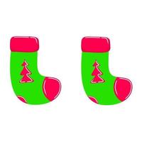 vector een paar- van groen sokken met een Kerstmis boom patroon Aan een wit achtergrond. perfect voor Kerstmis en nieuw jaar geschenken.
