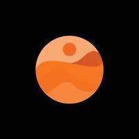 illustratie kleurrijk woestijn duin landschap in de cirkel vorm logo vector ontwerp