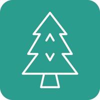 Kerstmis boom lijn ronde hoek achtergrond pictogrammen vector