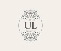 ul initialen brief bruiloft monogram logos verzameling, hand- getrokken modern minimalistisch en bloemen Sjablonen voor uitnodiging kaarten, opslaan de datum, elegant identiteit voor restaurant, boetiek, cafe in vector