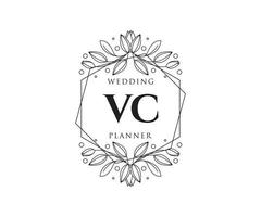 vc initialen brief bruiloft monogram logos verzameling, hand- getrokken modern minimalistisch en bloemen Sjablonen voor uitnodiging kaarten, opslaan de datum, elegant identiteit voor restaurant, boetiek, cafe in vector