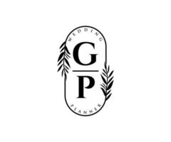 gp initialen brief bruiloft monogram logos verzameling, hand- getrokken modern minimalistisch en bloemen Sjablonen voor uitnodiging kaarten, opslaan de datum, elegant identiteit voor restaurant, boetiek, cafe in vector