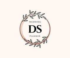 ds initialen brief bruiloft monogram logos verzameling, hand- getrokken modern minimalistisch en bloemen Sjablonen voor uitnodiging kaarten, opslaan de datum, elegant identiteit voor restaurant, boetiek, cafe in vector