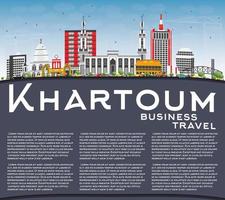 Khartoum horizon met grijs gebouwen, blauw lucht en kopiëren ruimte. vector