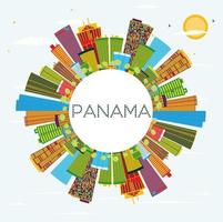 Panama horizon met kleur gebouwen, blauw lucht en kopiëren ruimte. vector
