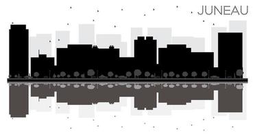 juneau stad horizon zwart en wit silhouet met reflecties. vector