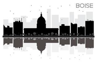 boise stad horizon zwart en wit silhouet met reflecties. vector