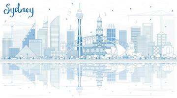 schets Sydney Australië horizon met blauw gebouwen en reflecties. vector