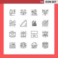 16 gebruiker koppel schets pak van modern tekens en symbolen van stof hobby vlag hobby's borstel bewerkbare vector ontwerp elementen