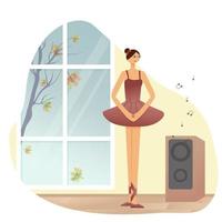 ballerina. creatief beroep. meisje opleiding in ballet dans studio. vector