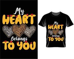 mijn hart behoort tot naar u Valentijn dag t overhemd ontwerp vector