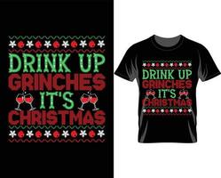 drinken omhoog grijnst lelijk Kerstmis t overhemd ontwerp vector