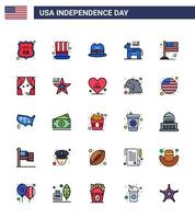 gelukkig onafhankelijkheid dag 25 vlak gevulde lijnen icoon pak voor web en afdrukken Internationale land hoed symbool Amerikaans bewerkbare Verenigde Staten van Amerika dag vector ontwerp elementen