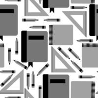 naadloos patroon van school- of kantoor benodigdheden in zwart grijs tinten Aan wit achtergrond vector