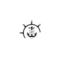 marinier retro emblemen logo met anker en schip wiel, anker logo. vector illustratie Aan wit achtergrond