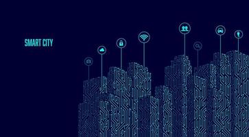 elektronisch stad perspectief vector