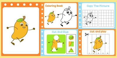 werkbladen pak voor kinderen met mango. pret aan het leren voor kinderen vector