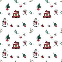 hand- getrokken Kerstmis voorwerp herhaling patroon voor omhulsel papier, behang, textiel, verpakking en andere naadloos het drukken werk. vector