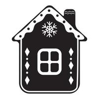 gember huis sjabloon, Kerstmis koekjes, zwart kleur sjabloon, geïsoleerd vector illustratie icoon