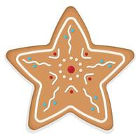 Kerstmis gember koekjes ster, kleur vector illustratie.