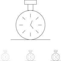 stopwatch tijd timer tellen stoutmoedig en dun zwart lijn icoon reeks vector