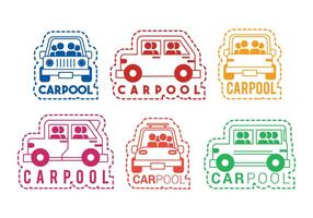 Carpool vector icon sticker set