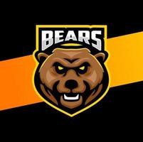 boos grizzly hoofd, mascotte esport logo ontwerp voor gamer en sport vector