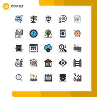 25 gevulde lijn vlak kleur concept voor websites mobiel en apps checklist contact verwijdering communicatie telefoontje bewerkbare vector ontwerp elementen