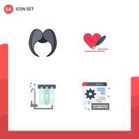 4 vlak icoon concept voor websites mobiel en apps snor filter mannetje liefde Zuivering bewerkbare vector ontwerp elementen