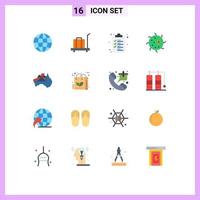 modern reeks van 16 vlak kleuren en symbolen zo net zo vlag kaart lijst Australië cel bewerkbare pak van creatief vector ontwerp elementen