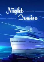 nacht reis Aan zee voering tekenfilm uitnodiging folder vector