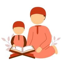 vader onderwijs zoon naar lezen heilig koran vector