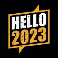 Hallo 2023 - nieuw jaar festival typografisch vector ontwerp