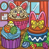 Pasen cupcakes gekleurde tekenfilm illustratie vector