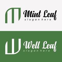 reeks brief m w monogram stijl biologisch blad elegant modern merk identiteit logo ontwerp vector