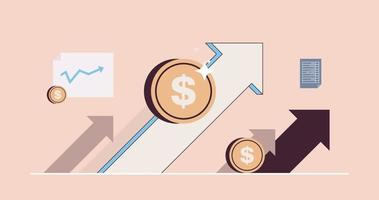 financiën groei en analyseren investeringen, vieren financieel succes, geld groei toenemend concept vlak vector illustratie.