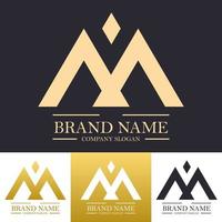 gemakkelijk abstract brief aa v of m met single punt goud logo ontwerp concept vector