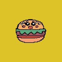 hamburger illustratie, vlak stijl pixel vector illustratie