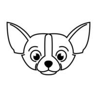 schattige cartoon vector illustratie icoon van een chihuahua puppy hondje. het is een overzichtsstijl.