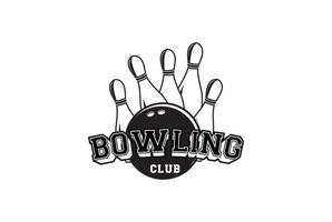 wijnoogst bowling bal met pin voor sport club of wedstrijd toernooi logo ontwerp vector