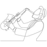 doorlopend lijn tekening Mens saxofonist het uitvoeren van saxofoon vector lijn kunst illustratie