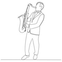 doorlopend lijn tekening Mens saxofonist het uitvoeren van saxofoon vector lijn kunst illustratie