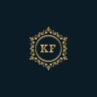 brief kf logo met luxe goud sjabloon. elegantie logo vector sjabloon.