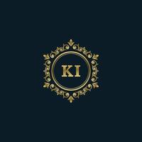 brief ki logo met luxe goud sjabloon. elegantie logo vector sjabloon.