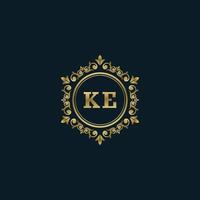 brief ke logo met luxe goud sjabloon. elegantie logo vector sjabloon.