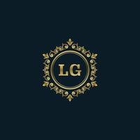 brief lg logo met luxe goud sjabloon. elegantie logo vector sjabloon.