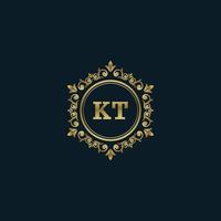 brief kt logo met luxe goud sjabloon. elegantie logo vector sjabloon.