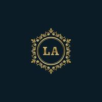 brief la logo met luxe goud sjabloon. elegantie logo vector sjabloon.