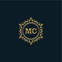 brief mc logo met luxe goud sjabloon. elegantie logo vector sjabloon.