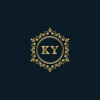 brief ky logo met luxe goud sjabloon. elegantie logo vector sjabloon.